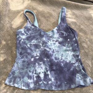 lululemon athletica Blue and Gray Tie-Dye Align waist length tank